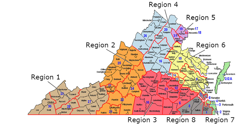 Virginia Map of Magisterial Regions